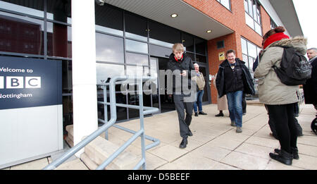 Nottingham, Regno Unito. Il 28 marzo 2013. I percussori a BBC Nottingham walkout fuori al mezzogiorno per 12 ore di sciopero - Unione Nazionale dei Giornalisti e il BECTU - BBC Nottingham Foto Stock