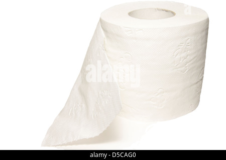 Rotolo di carta igienica isolati su sfondo bianco Foto Stock