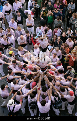 Festival dei castelli umani (Castells) in Girona, in Catalogna, Spagna Foto Stock