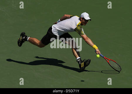 Miami, FL - Andy Murray della Gran Bretagna in azione durante il giorno 11 del Sony Open 2013. Foto Stock