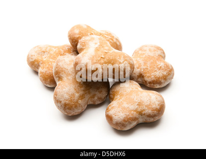 Gruppo di gingerbread cookies isolati su sfondo bianco Foto Stock