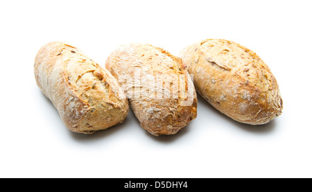 Pane integrale rotoli isolati su sfondo bianco Foto Stock