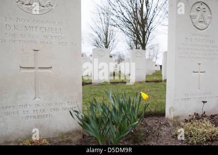 British cimitero di guerra a Nederweert con tombe risalenti alla seconda guerra mondiale Foto Stock