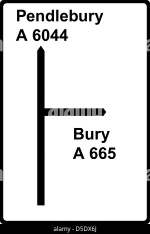 Segnale di incrocio non-Primary Road per Pendlebury nel nord-ovest dell'Inghilterra Foto Stock