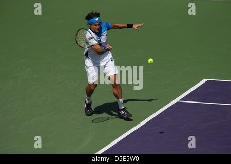 Venerdì 29 marzo 2013. Miami, FL, Stati Uniti d'America. David Ferrer della Spagna in azione durante il giorno 12 di semifinale round presso il Sony Open 2013. Foto Stock