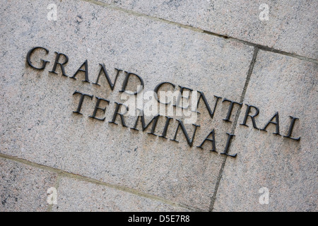 La Grand Central Terminal Stazione ferroviaria segno Foto Stock