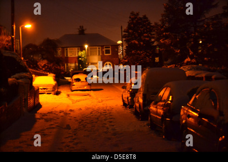 Inverno scene di strada a Blackburn Foto Stock