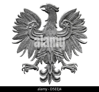 Il polacco stemma, eagle da 2 Zlote coin, Polonia, 1974, su sfondo bianco Foto Stock