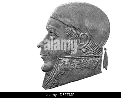 Ritratto di Jose Morelos y Pavon da 1 pesos, Messico, 1981, su sfondo bianco Foto Stock