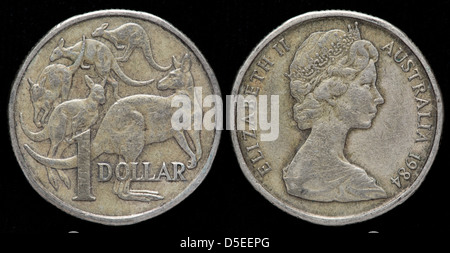 1 Dollar coin, canguro, Australia, 1984 Foto Stock