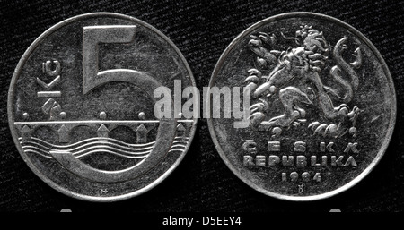 5 Korun coin, Repubblica ceca, 1994 Foto Stock