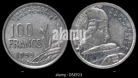 100 Franchi coin, Francia, 1955 Foto Stock