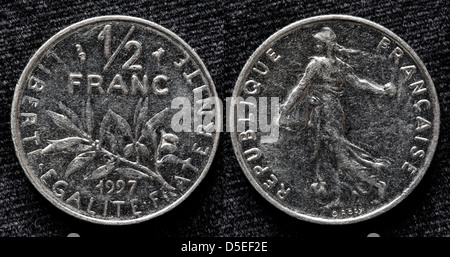 Mezza Franc coin, Francia, 1997 Foto Stock