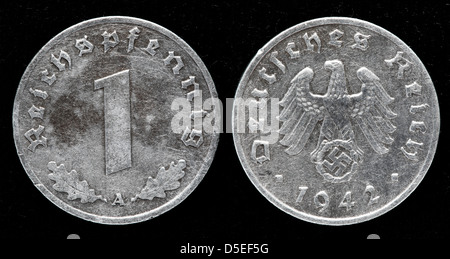 1 Reichspfennig coin, Germania, 1942 Foto Stock