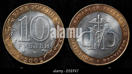 10 rubli coin, Ministero delle Finanze, Russia, 2002 Foto Stock