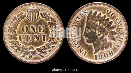 1 cent, Indian Head, USA, 1906 Foto Stock