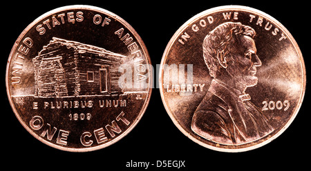 1 cent, Lincoln bicentenario, la nascita e la prima infanzia in Kentucky, Stati Uniti d'America, 2009 Foto Stock