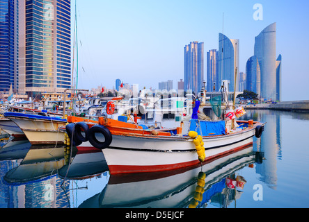 Barche a Haeundae, Busan, Corea del Sud Foto Stock