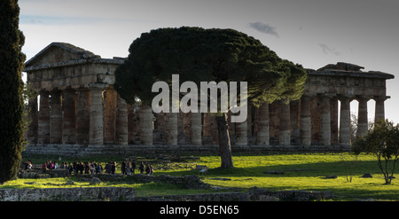 Greco-romane i templi di Paestum, Campania, Italia. Foto Stock