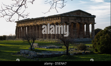 Greco-romane i templi di Paestum, Campania, Italia. Foto Stock