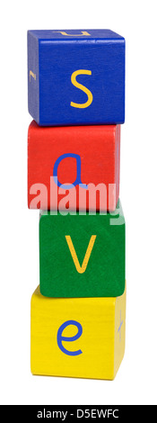 Blocchi di legno ortografia salva Foto Stock