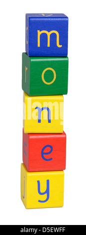 Blocchi di legno di denaro per il controllo ortografico Foto Stock