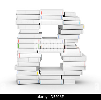 Lettera B, impilati da molti titolo vuoto libri nella colonna Foto Stock