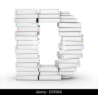Lettera D, impilati da molti titolo vuoto libri nella colonna Foto Stock