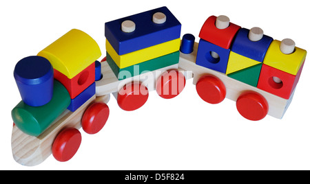 Un bambino giocattolo di legno treno Foto Stock