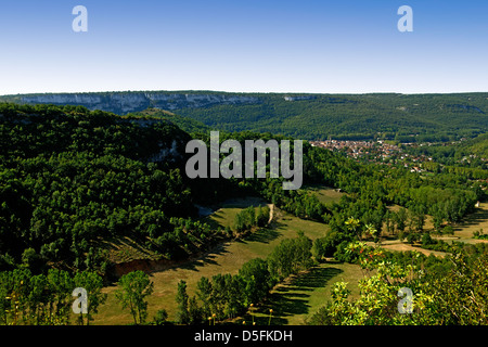 Limestone Gorge sopra St Antonin Noble Val, Tarn et Garonne, Francia Foto Stock