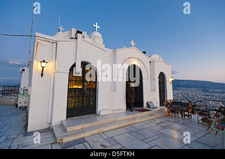 La Cappella di San Giorgio. sul Monte Lycabettus, Atene, Grecia, Europa Foto Stock