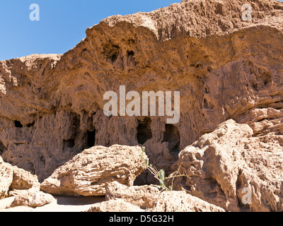 Grotta di mare conosciuto localmente come Grouttes de Messalit, vicino a Tata, sud Anti Atlante del Marocco Foto Stock