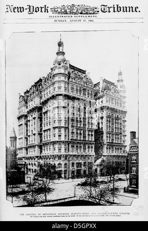 L'Ansonia, situato a Broadway tra la 73esima e la 74esima strada di New York, è un iconico edificio Beaux-Arts. L'architettura dell'edificio riflette le tendenze progettuali dell'inizio del XX secolo. Foto Stock