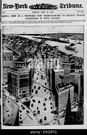 Questa immagine mostra una visione parziale di una nuova strada proposta progettata per alleviare la congestione del traffico nella Fifth Avenue di New York. Il piano faceva parte degli sforzi in corso per modernizzare le infrastrutture urbane all'inizio del XX secolo. Foto Stock