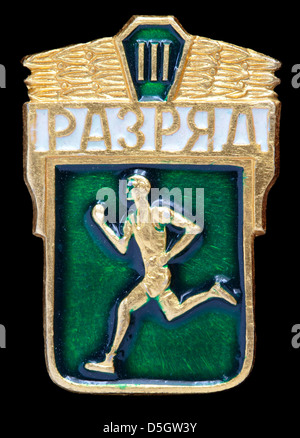 Terzo grado, corsa, sport pin badge, URSS Foto Stock