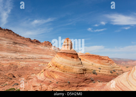 Buttes vicino l'onda - arenaria colorata rock formazione situato negli Stati Uniti d'America nei pressi della Arizona / confine dello Utah Foto Stock