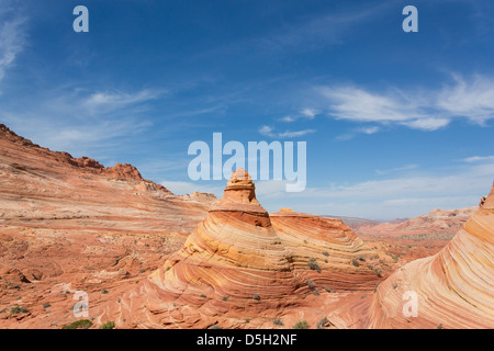 Buttes vicino l'onda - arenaria colorata rock formazione situato negli Stati Uniti d'America nei pressi della Arizona / confine dello Utah Foto Stock