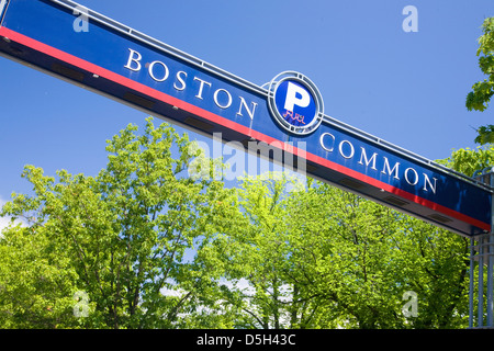 Boston Common strada segno, Boston, MA., New England, STATI UNITI D'AMERICA Foto Stock