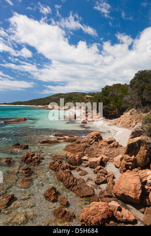 Francia, Corsica, Baie de Rondinara Bay Beach view Foto Stock