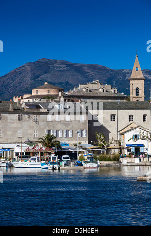 Francia, Corsica, Le Nebbio, St-Florent, vista della porta Foto Stock