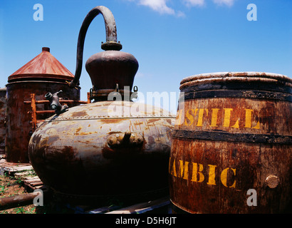 Caraibi, Saint Martin, barile vecchio e serbatoio di stoccaggio (formato di grandi dimensioni disponibili) Foto Stock