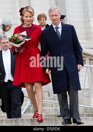 Il principe Filippo e la principessa Mathilde del Belgio frequentare il Te Deum messa a King's Day 2012 presso la Cattedrale di Bruxelles in Belgio, 15 novembre 2012. Foto: Patrick van Katwijk PAESI BASSI FUORI Foto Stock