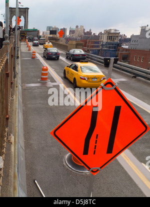 Riparazioni sul ponte di Brooklyn Foto Stock