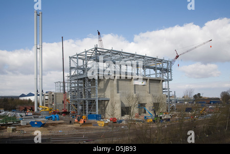 Energia dalla struttura di deposito dei rifiuti essendo costruito con grande Blakenham, Suffolk, Inghilterra Foto Stock