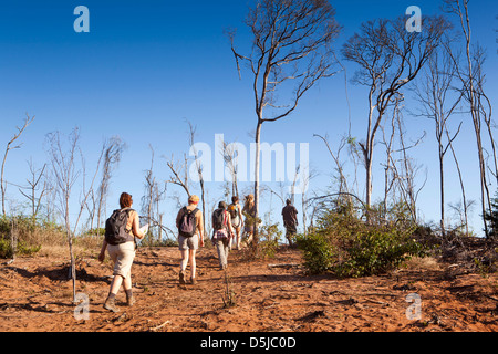 Madagascar, Funzionamento Wallacea, Matsedroy, studente della scuola di uno studio sul campo a piedi Foto Stock