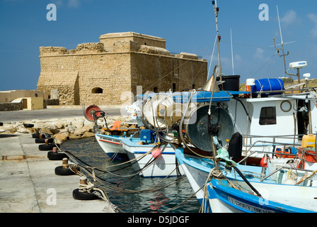 Castello medievale oltre al porto, Paphos, Cipro. Foto Stock