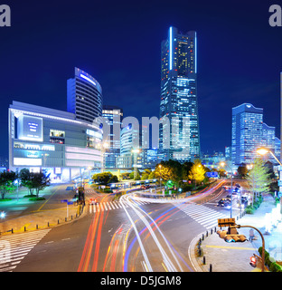 Yokohama cityscape di notte Foto Stock