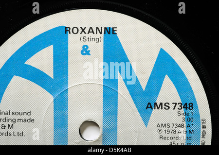 La polizia Roxanne 7' unica etichetta discografica Foto Stock