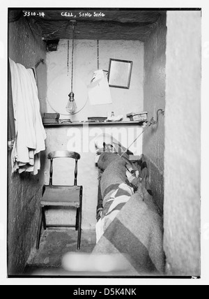 Una fotografia di una cella della prigione nella prigione di Sing Sing, raffigurante l'interno di una struttura correttiva americana del XX secolo, che enfatizza la vita e le condizioni della prigione. Foto Stock