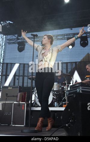 Eva Briegel effettuando al partito della ventola per la donna tedesca mondiale di calcio Moenchengladbach, Germania - 26.06.2011 Foto Stock